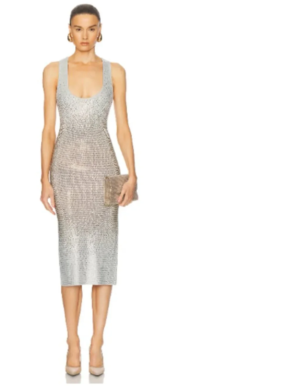 retrofete Essie Embellished Dress in Winter White & Silver L MSRP $598.00 - Picture 1 of 2